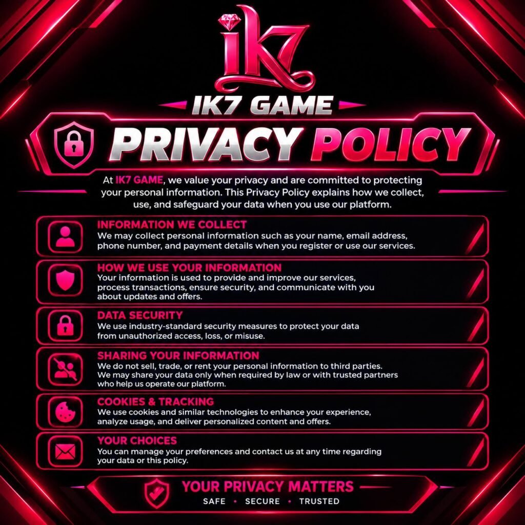 IK7 Privacy Policy page explaining user data protection and privacy practices.