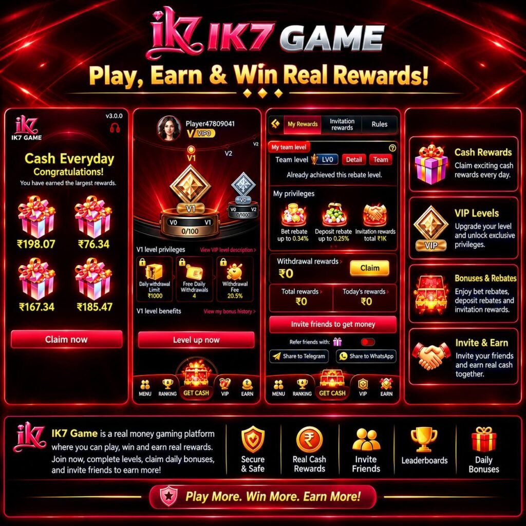 IK7 logo and official gaming platform information.